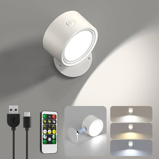 LAMPARA NOCTURNA DE PARED RECARGABLE CON CONTROL REMOTO